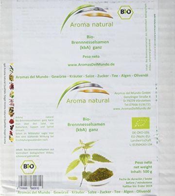 Aroma natural Brennnesselsamen (KbA) ganz 500 g, 1er Pack (1 x 500 g) - 